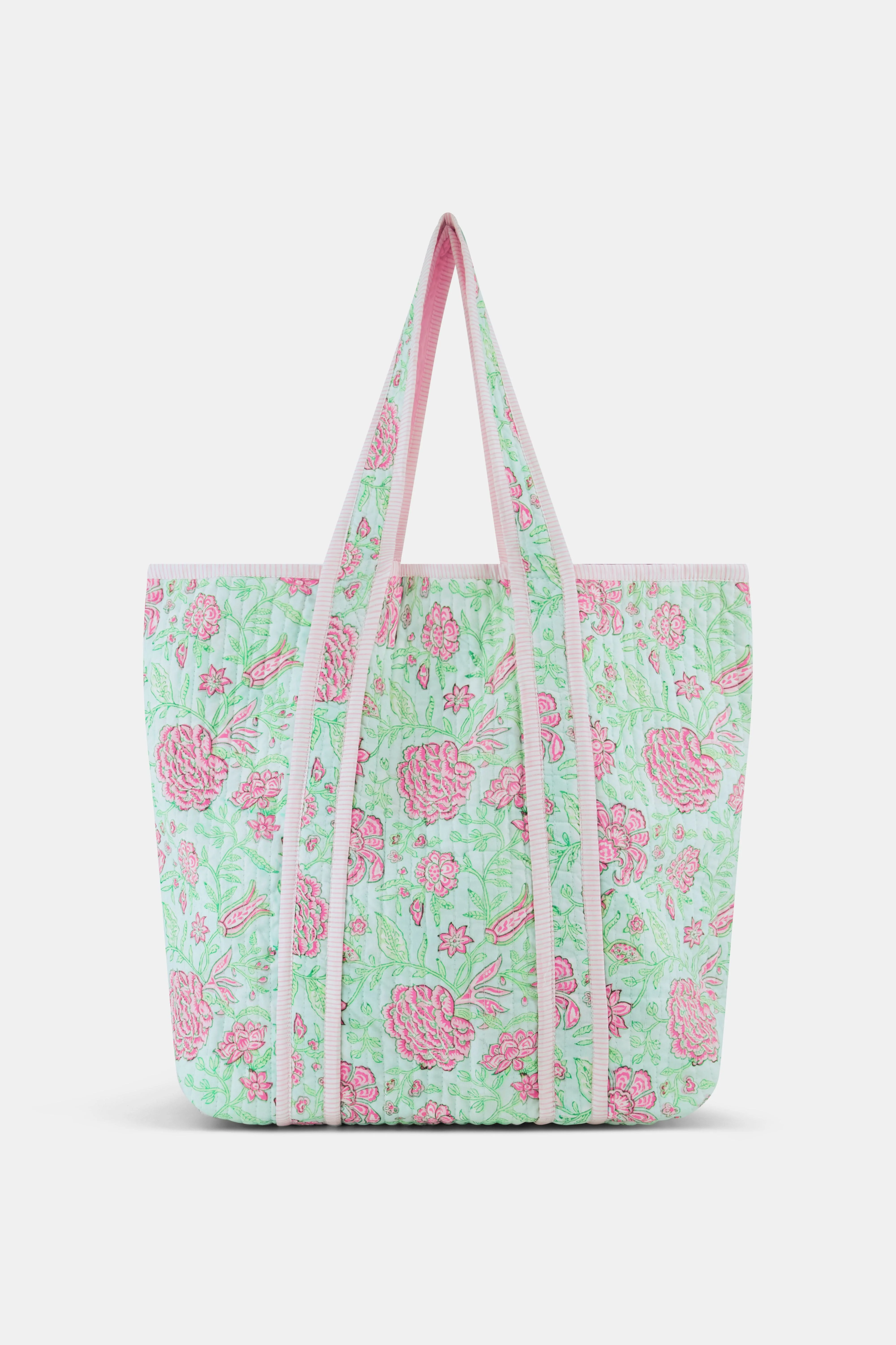 Camellia Block Quilted Tote