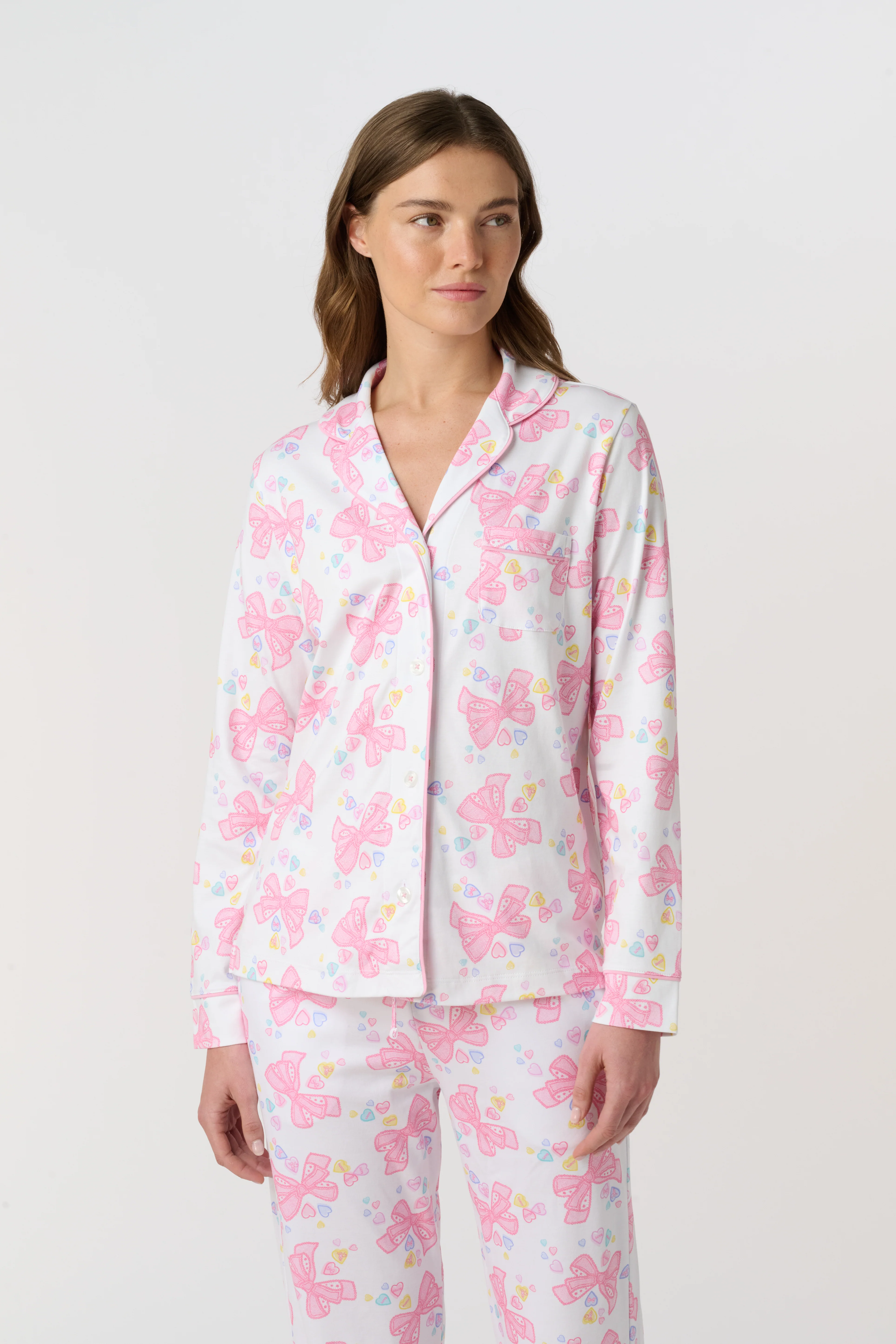 Doily Beaux Long Sleeve Polo Pajamas - Image 2