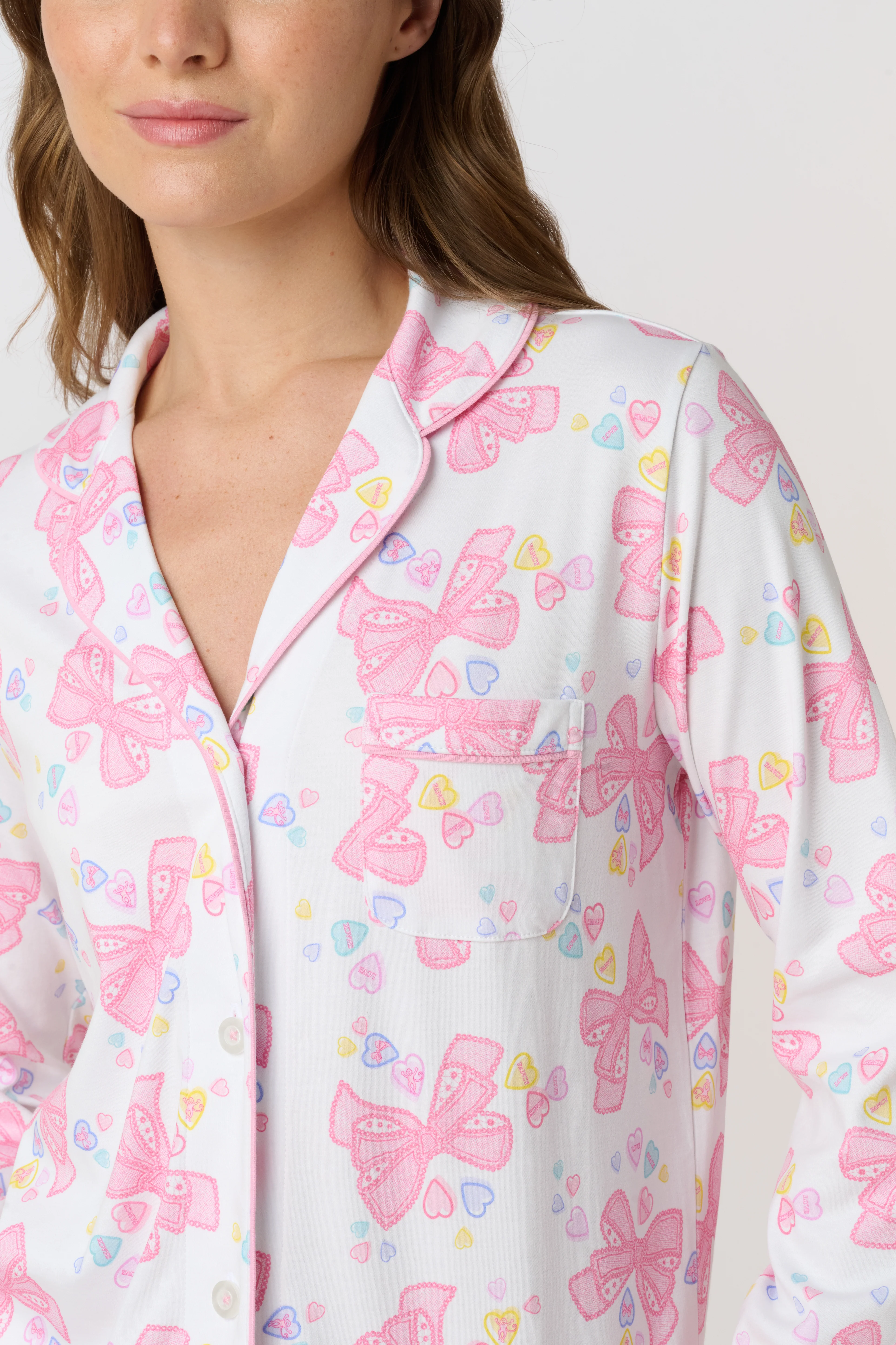 Doily Beaux Long Sleeve Polo Pajamas - Image 3