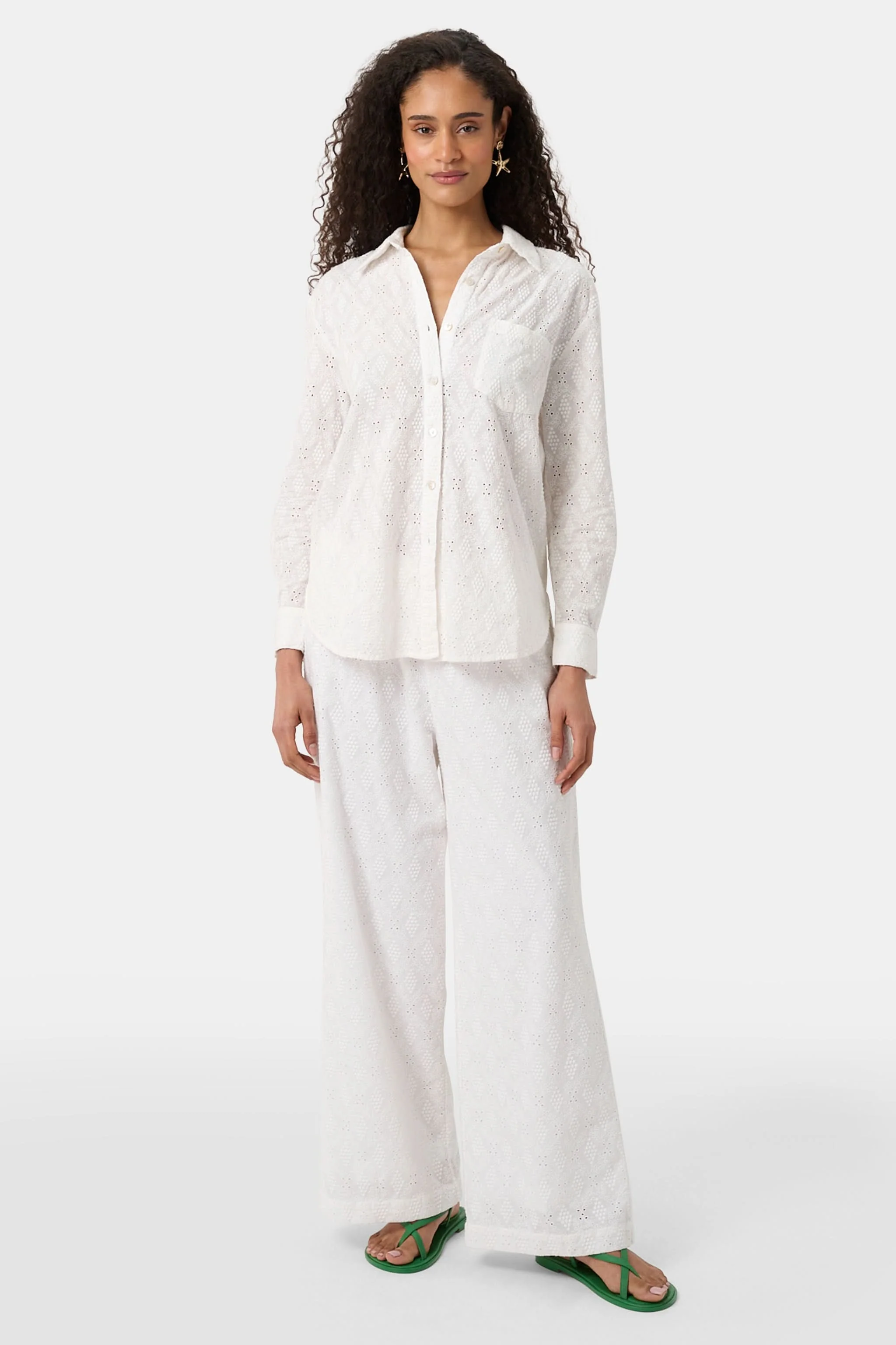 Eyelet Lattice Boyfriend Shirt - Image 2