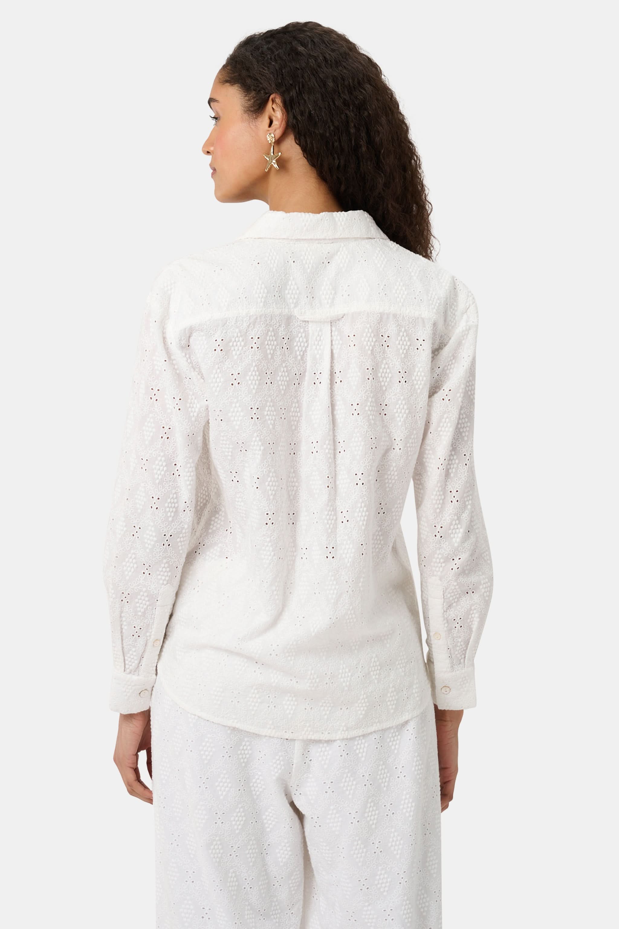 Eyelet Lattice Boyfriend Shirt - Image 6