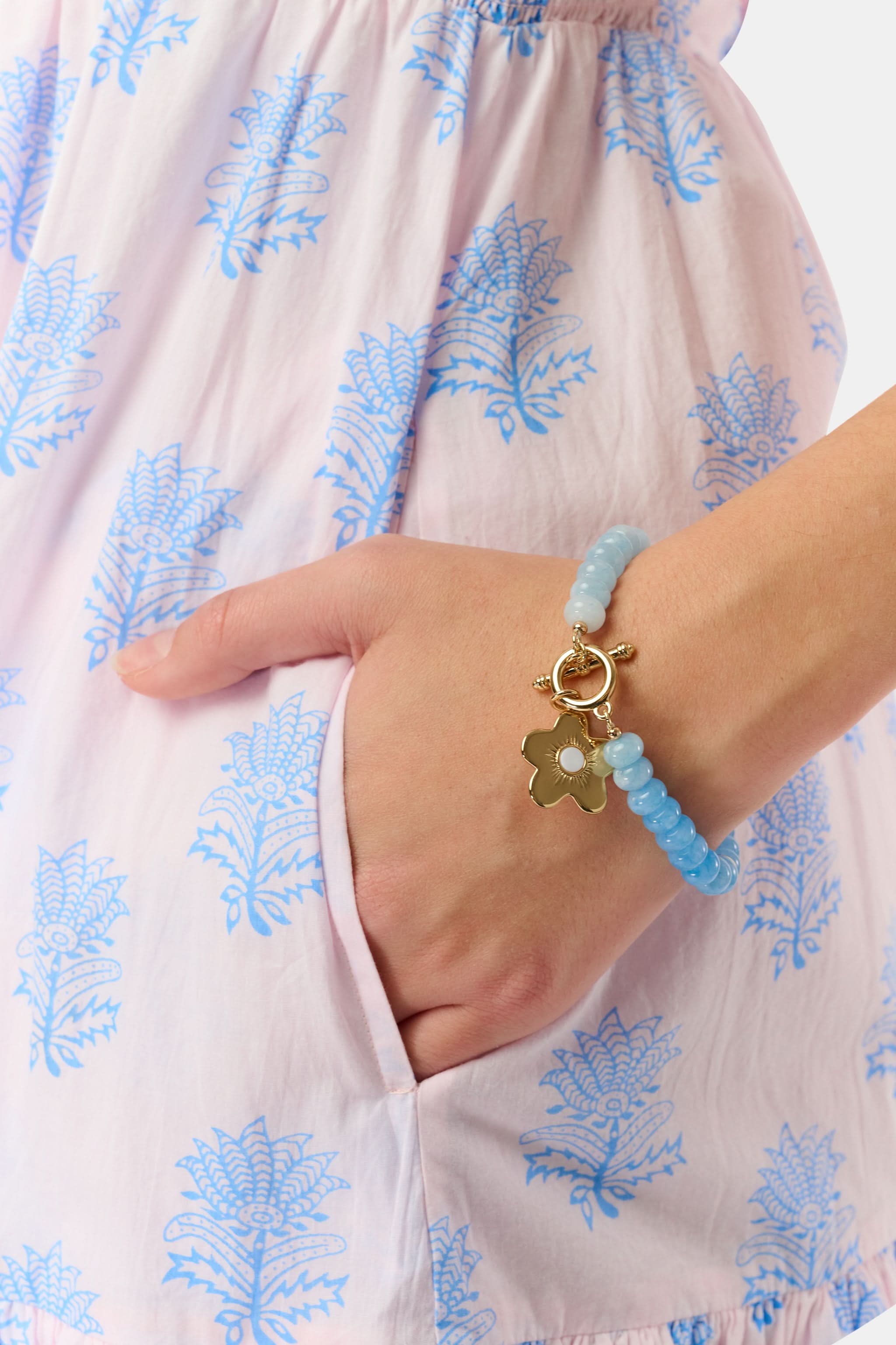 Flower Charm Beaded Bracelet - Image 2