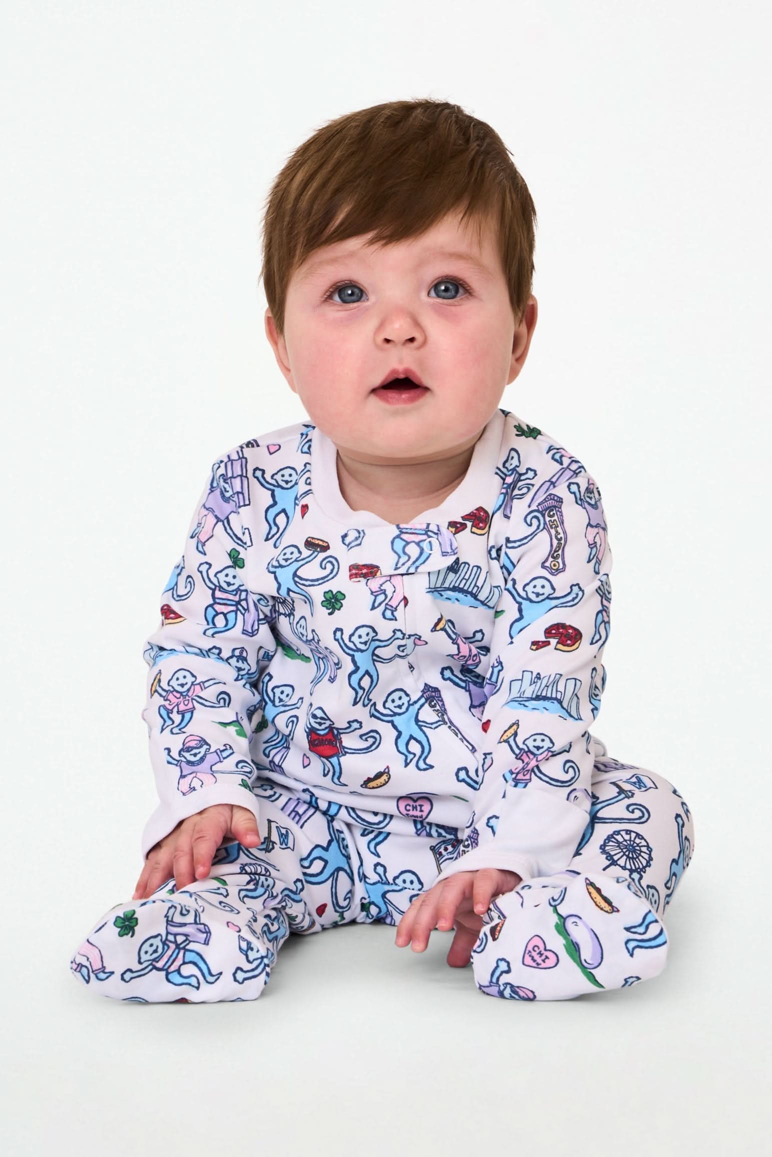 Infant Chicago Monkey Zipper Footie - Image 2