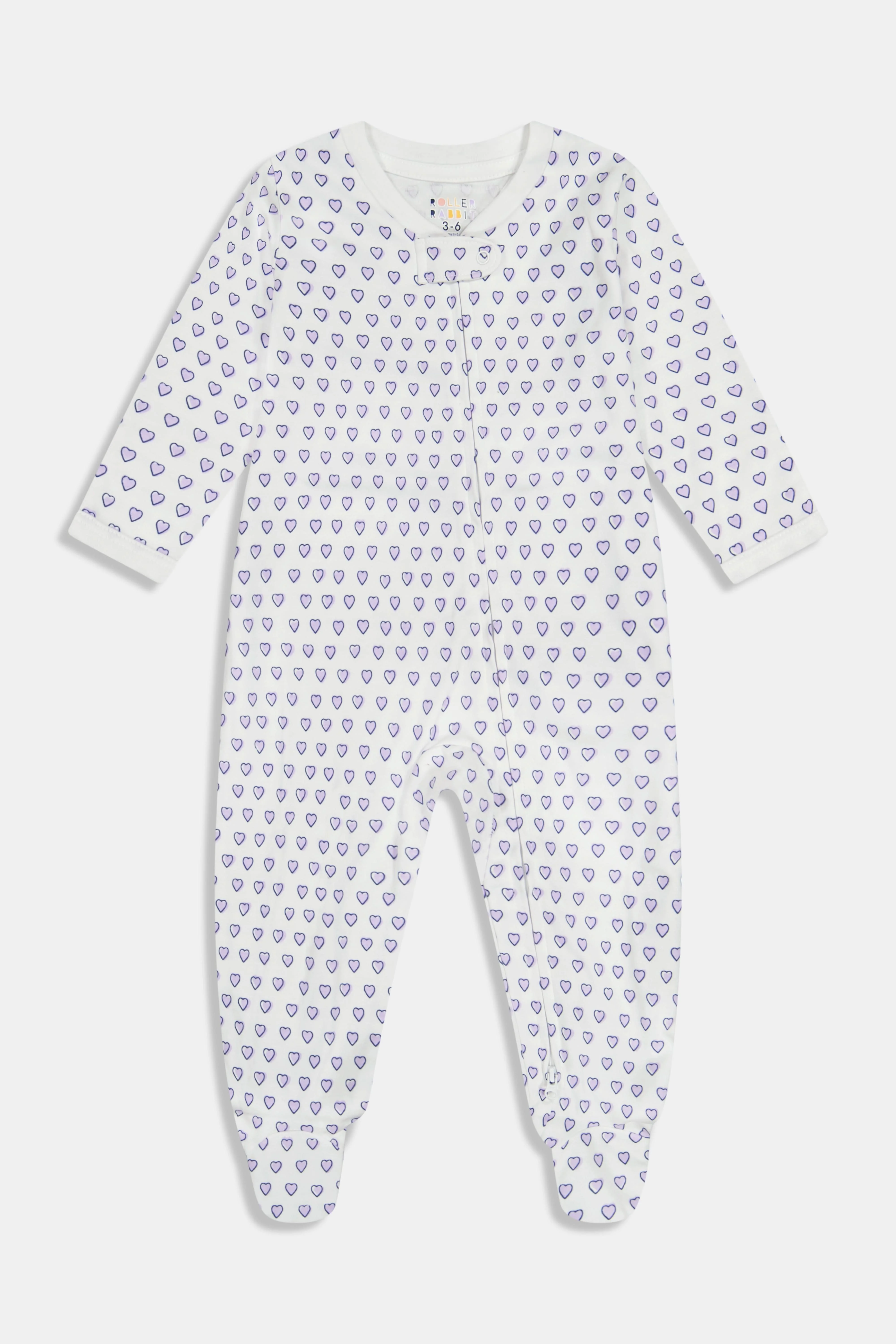 Infant Hearts Zipper Footie