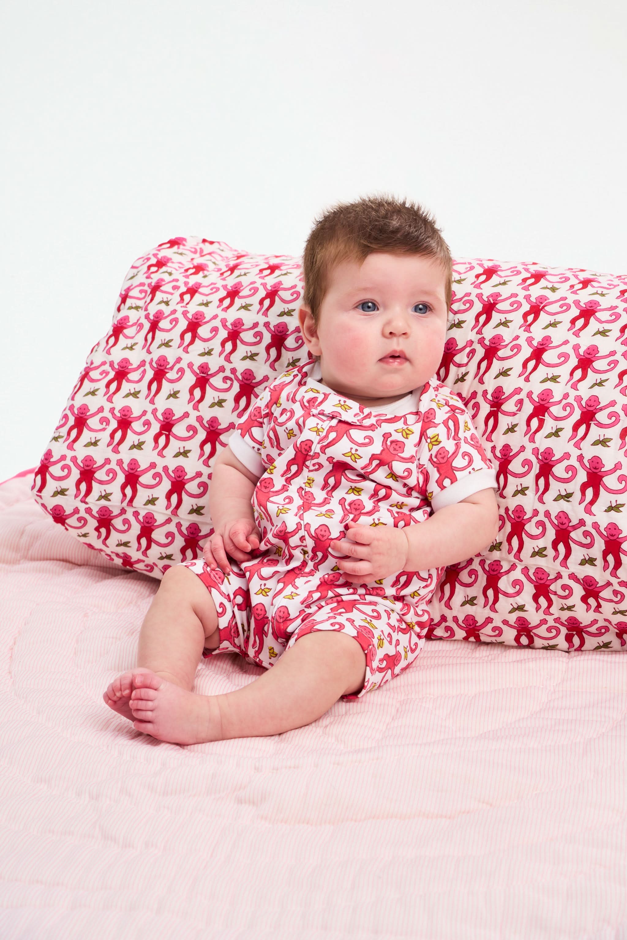 Infant Monkey Short Sleeve Zipper Onesie - Image 2