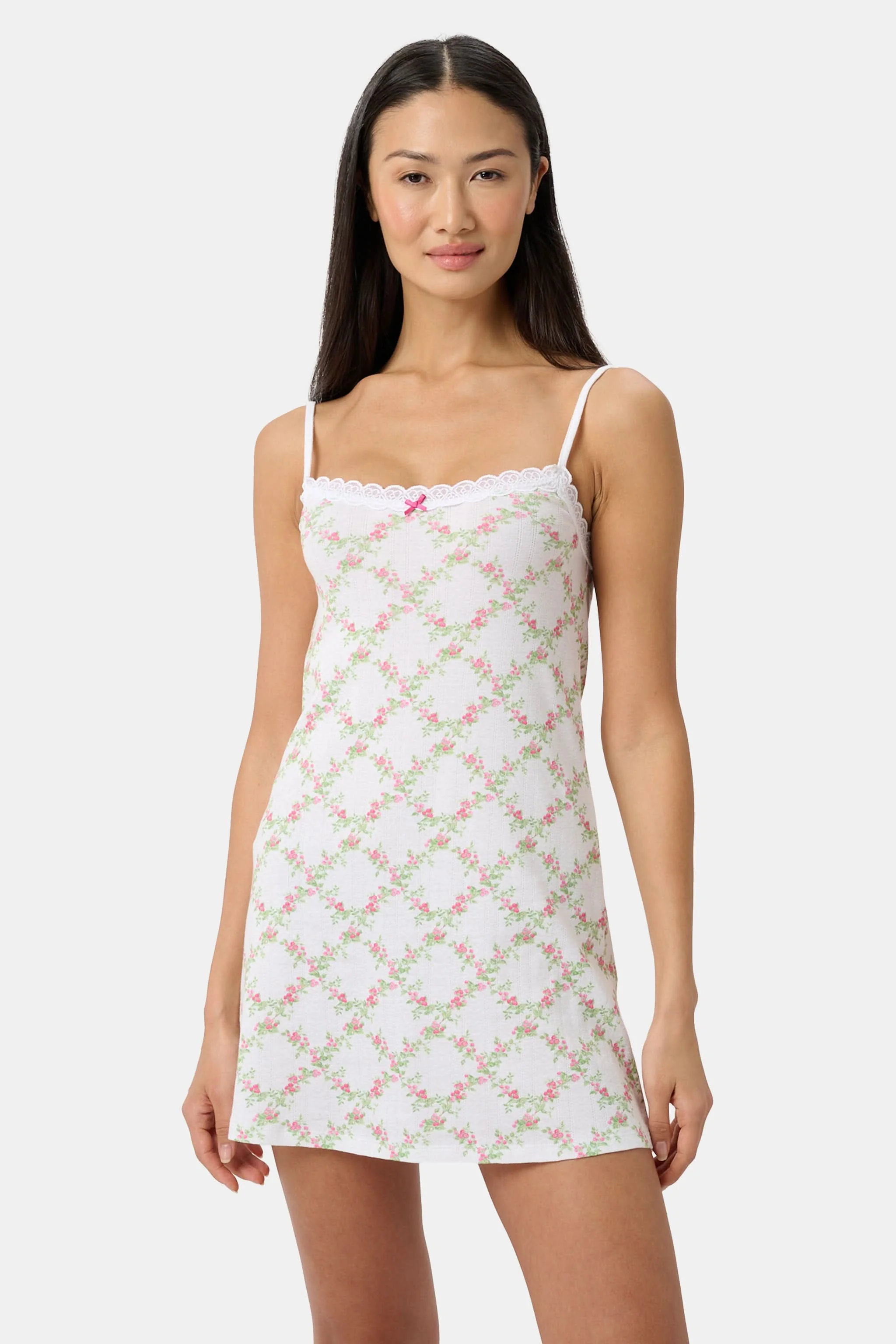 Raspberry Garden Pearl Slip Dress